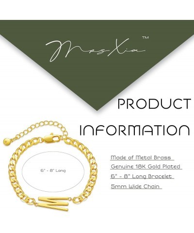 Bracelet for Women Gold Initial Sideways Letter A-Z 5MM Cuban Link Curb Chain 18K Gold Filled Dainty Simple Personalized Alph...