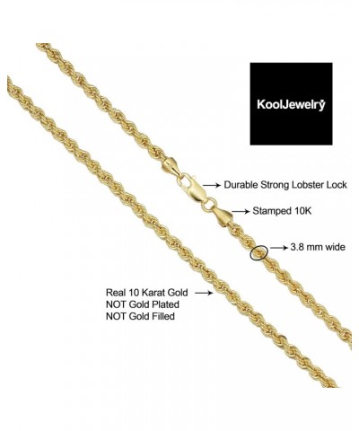 10k Yellow Gold Rope Chain Necklace For Men And Women (choose from 1.5mm, 1.8mm, 2.6mm, 3.2mm, 3.8mm or 4.8mm. size from 16 u...