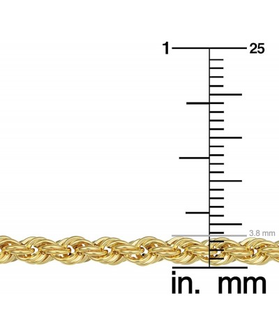 10k Yellow Gold Rope Chain Necklace For Men And Women (choose from 1.5mm, 1.8mm, 2.6mm, 3.2mm, 3.8mm or 4.8mm. size from 16 u...