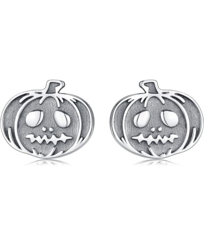 Halloween Earrings 925 Sterling Silver Bat/Pumpkin/Spider/Skull Earrings Jewelry Gifts for Women Girls B02-Pumpkin $15.40 Ear...