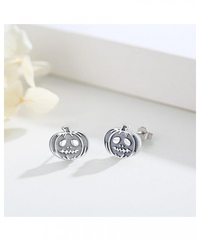 Halloween Earrings 925 Sterling Silver Bat/Pumpkin/Spider/Skull Earrings Jewelry Gifts for Women Girls B02-Pumpkin $15.40 Ear...