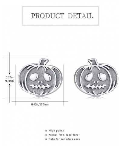 Halloween Earrings 925 Sterling Silver Bat/Pumpkin/Spider/Skull Earrings Jewelry Gifts for Women Girls B02-Pumpkin $15.40 Ear...