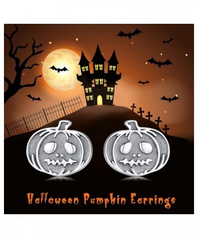 Halloween Earrings 925 Sterling Silver Bat/Pumpkin/Spider/Skull Earrings Jewelry Gifts for Women Girls B02-Pumpkin $15.40 Ear...