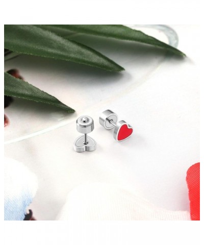 Stainless Steel Stud Earrings for Girls Women Earrings with Screw Twist Back Colorful Flowers Shape CZ Inlaid Stud Earring Pi...