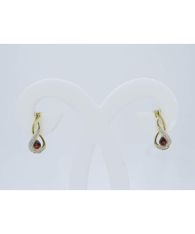 5X4 MM Each Pear Gemstone & Round Diamond Ladies Infinity Teardrop Earrings, Available In 10K/14K/18K Gold Garnet in 18K Yell...