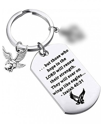 Scout Gift Eagle Isaiah 40:31 Keychain But Those who Hope in The Lord Will Renew Their Strength Silver $9.71 Pendants