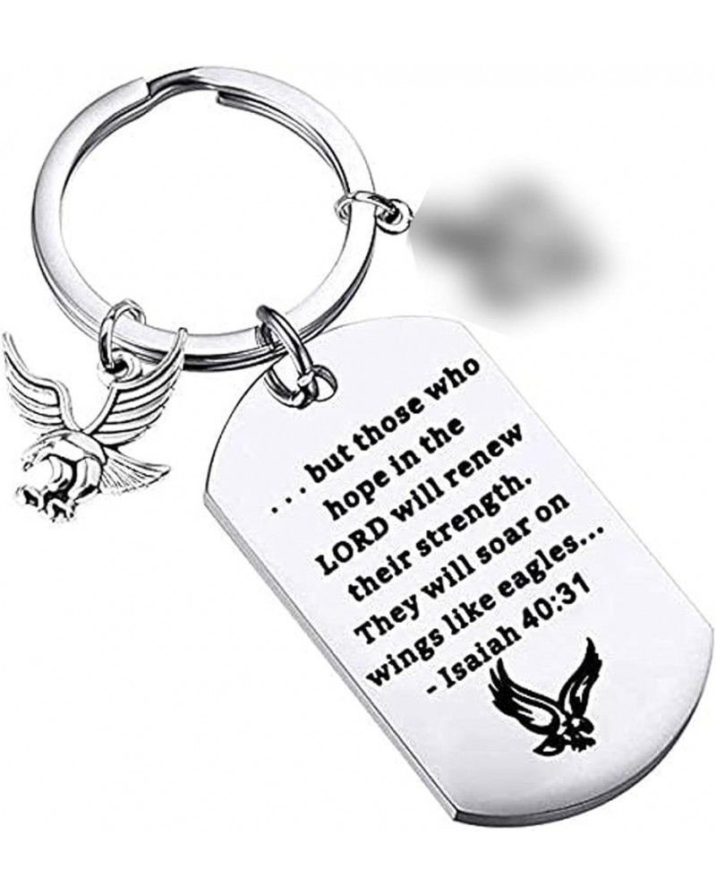 Scout Gift Eagle Isaiah 40:31 Keychain But Those who Hope in The Lord Will Renew Their Strength Silver $9.71 Pendants