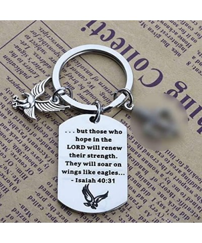 Scout Gift Eagle Isaiah 40:31 Keychain But Those who Hope in The Lord Will Renew Their Strength Silver $9.71 Pendants