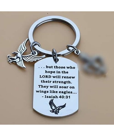 Scout Gift Eagle Isaiah 40:31 Keychain But Those who Hope in The Lord Will Renew Their Strength Silver $9.71 Pendants