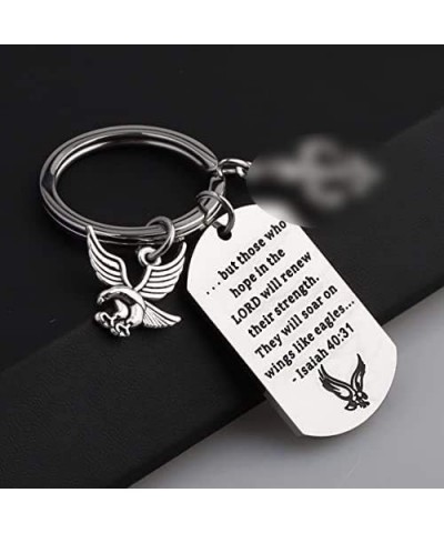 Scout Gift Eagle Isaiah 40:31 Keychain But Those who Hope in The Lord Will Renew Their Strength Silver $9.71 Pendants