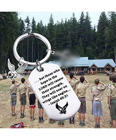 Scout Gift Eagle Isaiah 40:31 Keychain But Those who Hope in The Lord Will Renew Their Strength Silver $9.71 Pendants