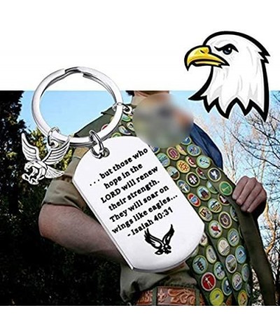 Scout Gift Eagle Isaiah 40:31 Keychain But Those who Hope in The Lord Will Renew Their Strength Silver $9.71 Pendants