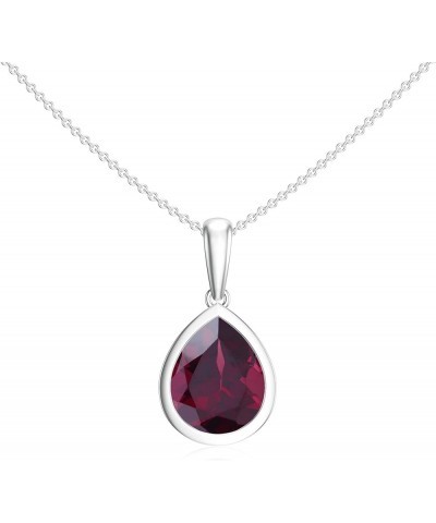 Natural Rhodolite Garnet Pear Shaped Solitiare Pendant for Women in Sterling Silver / 14K Solid Gold/Platinum 7x5MM Platinum ...