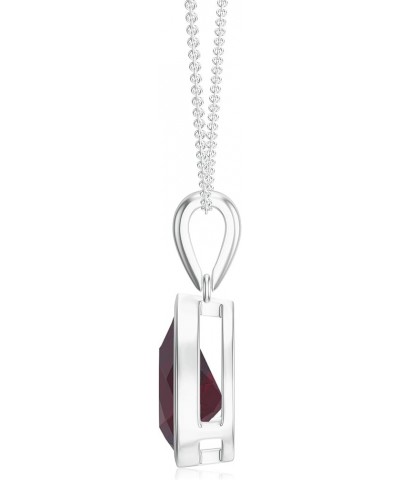 Natural Rhodolite Garnet Pear Shaped Solitiare Pendant for Women in Sterling Silver / 14K Solid Gold/Platinum 7x5MM Platinum ...