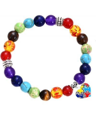 Autism Awareness Bracelet 7 Chakra Autism Awareness Jewelry Puzzle Piece Heart Pendant Autism Charm Bracelet for Women style ...