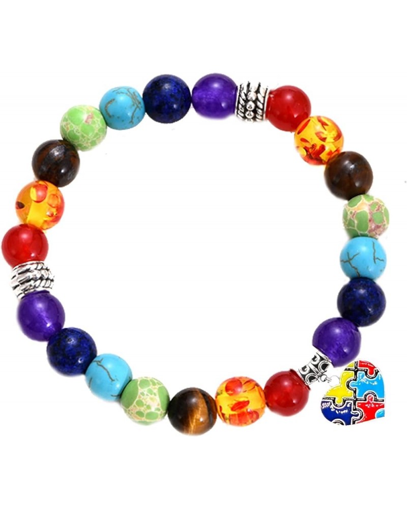 Autism Awareness Bracelet 7 Chakra Autism Awareness Jewelry Puzzle Piece Heart Pendant Autism Charm Bracelet for Women style ...