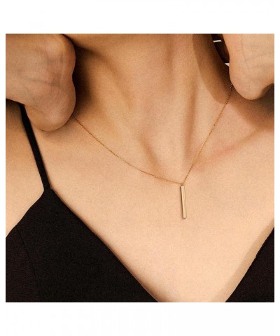 Women Simple Bar Pendant Necklace Dainty 18K Gold Necklace Rose Gold Plated Simple Design Solid Circle, Heart Choker Chain Si...