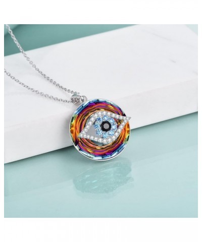 Sterling Silver Evil Eye Necklace Protection Crystal Pendant for Women Good Luck Vintage Evil Eye Pendant Jewelry Birthday Gi...