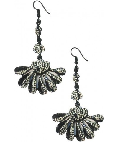 Long Art Deco Vintage Retro Gatsby Style Jet Onyx Black and White Rhinestone Statement Earrings $12.38 Earrings