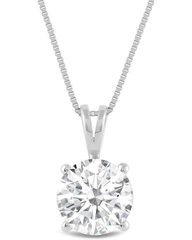 14K Gold Round, Princess and Heart Cubic Zirconia Solitaire Pendant Necklace 16 " Chain (0.66 mm Thick) - 2.0 CTW Round Cut 1...