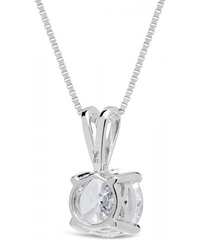 14K Gold Round, Princess and Heart Cubic Zirconia Solitaire Pendant Necklace 16 " Chain (0.66 mm Thick) - 2.0 CTW Round Cut 1...