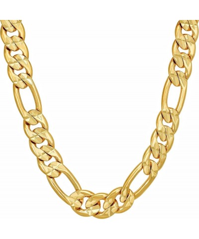 Radiant Diamond Cut Figaro Chain Necklaces 24k Real Gold Plated (6mm, 7mm, 9.5mm) 22 inches 9.5mm $48.28 Necklaces