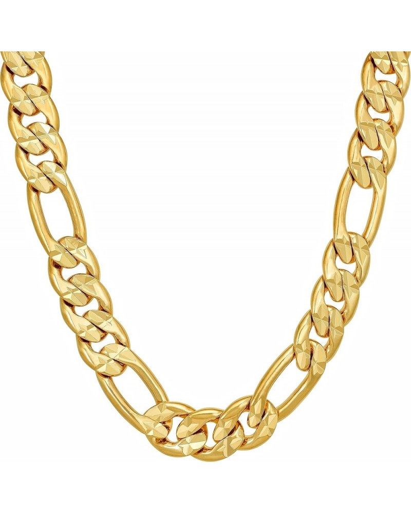 Radiant Diamond Cut Figaro Chain Necklaces 24k Real Gold Plated (6mm, 7mm, 9.5mm) 22 inches 9.5mm $48.28 Necklaces