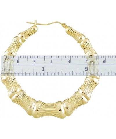 14K Gold Round Hollow Doorknocker Bamboo Hoop Earrings 2.2 inches.Diameter $245.23 Earrings