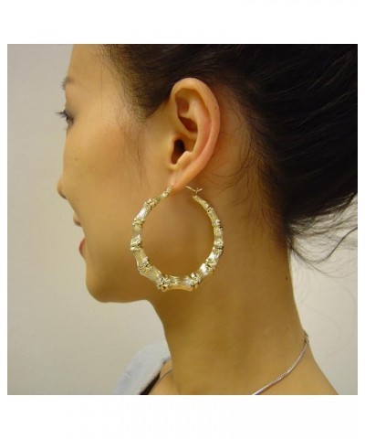 14K Gold Round Hollow Doorknocker Bamboo Hoop Earrings 2.2 inches.Diameter $245.23 Earrings