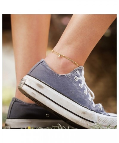 Initial Ankle Bracelets for Women Layered Letter Anklet for Women 14K Gold Plated R $9.34 Anklets