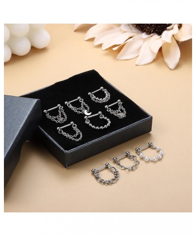 9Pcs 16G Chain Septum Rings Stainless Steel Helix Nose Piercing Threadless Septum Piercing Jewelry for Women Men Silver $9.00...