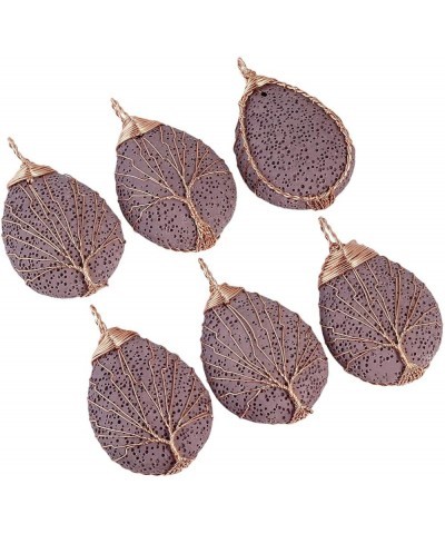 Tree of Life Pendant Necklace, Teardrop Shape Healing Crystals Jewelry for Women purple lava rock $9.50 Pendants