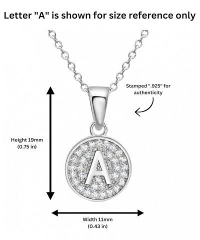 925 Sterling Silver Alphabet Letter Round Initial Pendant Necklace with Cubic Zirconia CZ Stones, Adjustable Chain Letter T $...