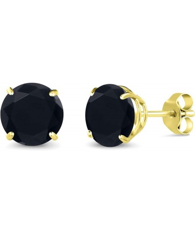 10K Yellow Gold Round 7MM Gemstone Birthstone Stud Earrings For Women Onyx, December $139.20 Others