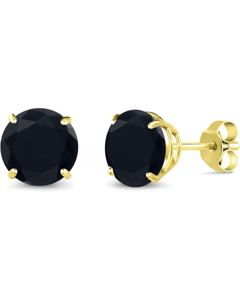 10K Yellow Gold Round 7MM Gemstone Birthstone Stud Earrings For Women Onyx, December $139.20 Others