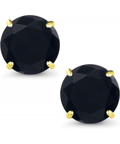 10K Yellow Gold Round 7MM Gemstone Birthstone Stud Earrings For Women Onyx, December $139.20 Others