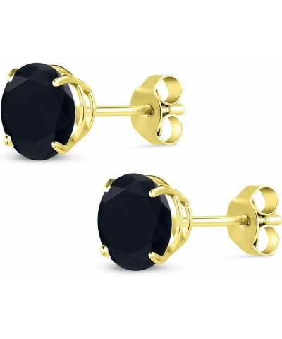 10K Yellow Gold Round 7MM Gemstone Birthstone Stud Earrings For Women Onyx, December $139.20 Others