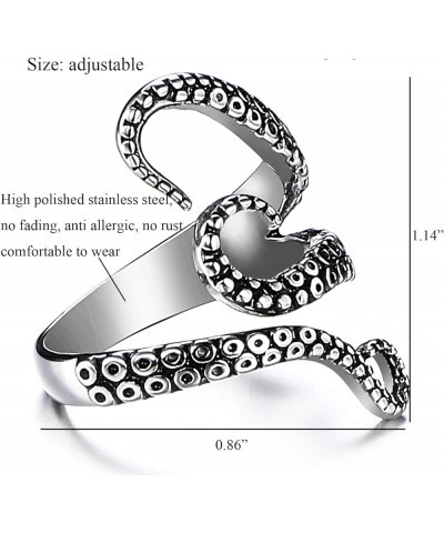 Adjustable Octopus Rings and Iced Out Ring Diamond Heart Eternity Band Ring Statement Wedding Rings for Men Women Hip Hop Rap...