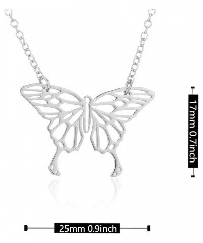 Simple Hollowing Butterfly Pendant Necklace Geometric Lines Animal Insects Pendant Necklace for Women Girls Birthday Gifts Si...