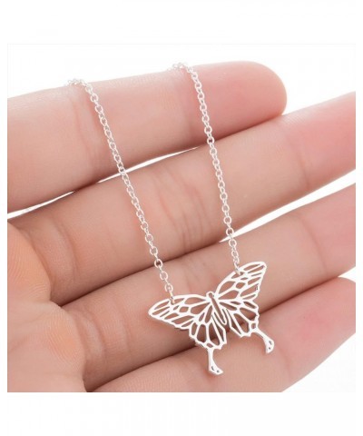 Simple Hollowing Butterfly Pendant Necklace Geometric Lines Animal Insects Pendant Necklace for Women Girls Birthday Gifts Si...