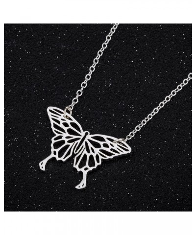 Simple Hollowing Butterfly Pendant Necklace Geometric Lines Animal Insects Pendant Necklace for Women Girls Birthday Gifts Si...