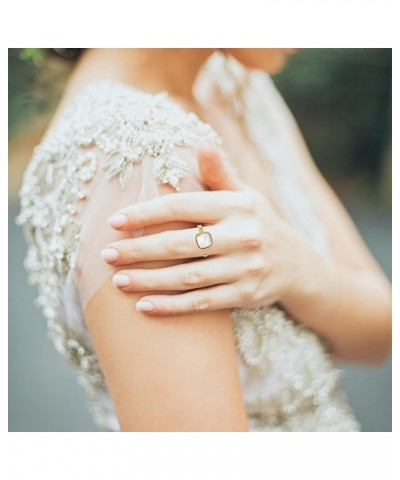 Amethyst Stone Ring, Moonstone Larimar Amazonite Rings for Women, Gold Plated Solitaire Ring Promise Rings for Her, Adjustabl...