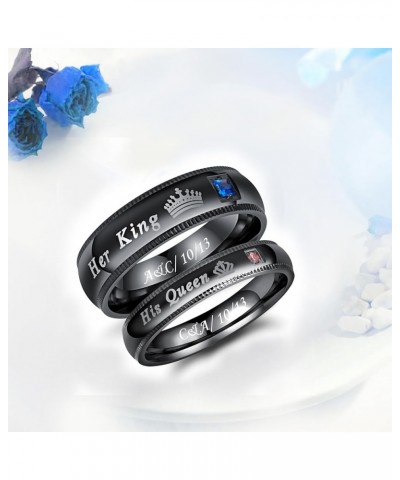 2Pcs Personalized Promise Rings for Couples His and Hers Wedding Ring Sets Her King His Queen Ring Couples Jewelry Engagement...