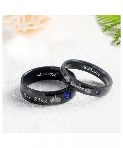 2Pcs Personalized Promise Rings for Couples His and Hers Wedding Ring Sets Her King His Queen Ring Couples Jewelry Engagement...