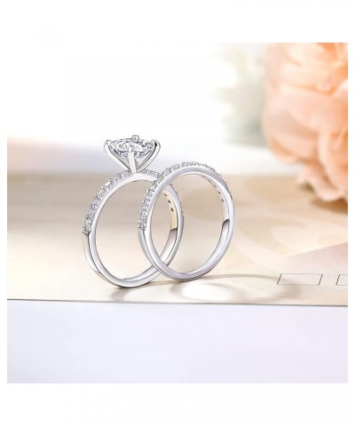 2 Carat Oval Engagement Rings Set for Women | Cubic Zirconia Wedding Sets | Wedding Band Ring | Promise Rings for Her 18K Whi...