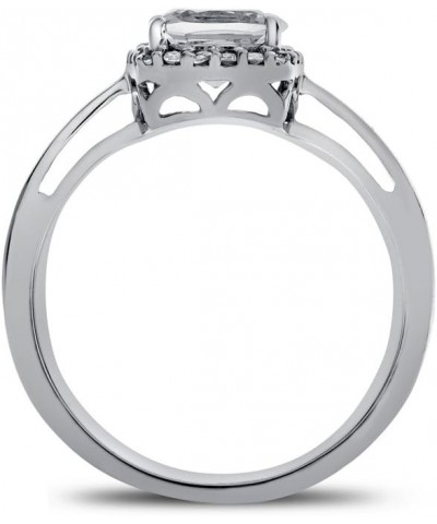 Solid 10k White Gold 6mm Cushion-Cut Center Stone with White Topaz accent stones Halo Ring Citrine $94.35 Rings