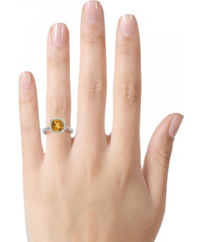 Solid 10k White Gold 6mm Cushion-Cut Center Stone with White Topaz accent stones Halo Ring Citrine $94.35 Rings