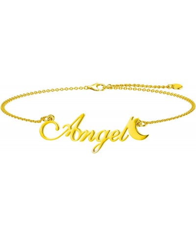 10K 14K 18K Solid Gold Personalized Name Anklet Bracelet for Women Custom Name Bracelet Real Gold Name Ankle Bracelet Valenti...