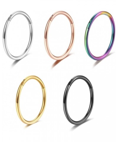 5 Pcs 20G 18G 16G Nose Rings Hoop Set 316L Surgical Steel Earrings Tragus Septum Piercing Cartilage Hoop For Women Men 16g 14...