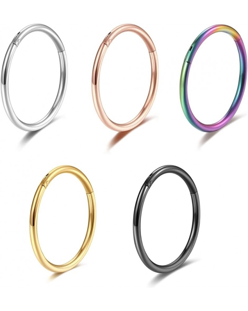 5 Pcs 20G 18G 16G Nose Rings Hoop Set 316L Surgical Steel Earrings Tragus Septum Piercing Cartilage Hoop For Women Men 16g 14...